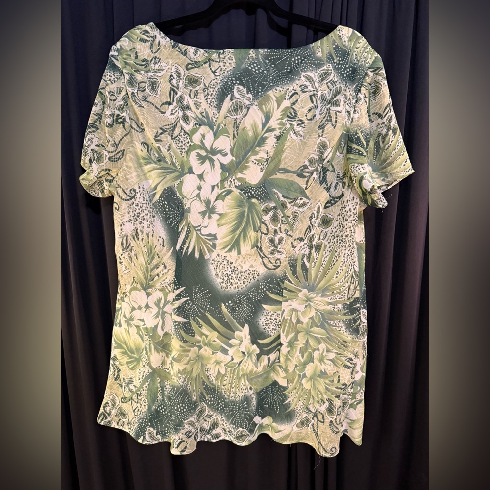 J.B.S. Green Floral Cowl Neck Blouse - Picture 2 of 4